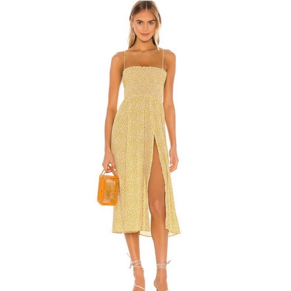 RESA Yellow Floral Midi Dress